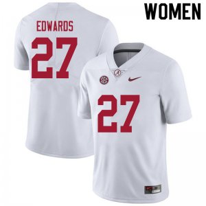 NCAA Women's Alabama Crimson Tide #27 Kyle Edwards Stitched College 2020 Nike Authentic White Football Jersey NL17Z72QA